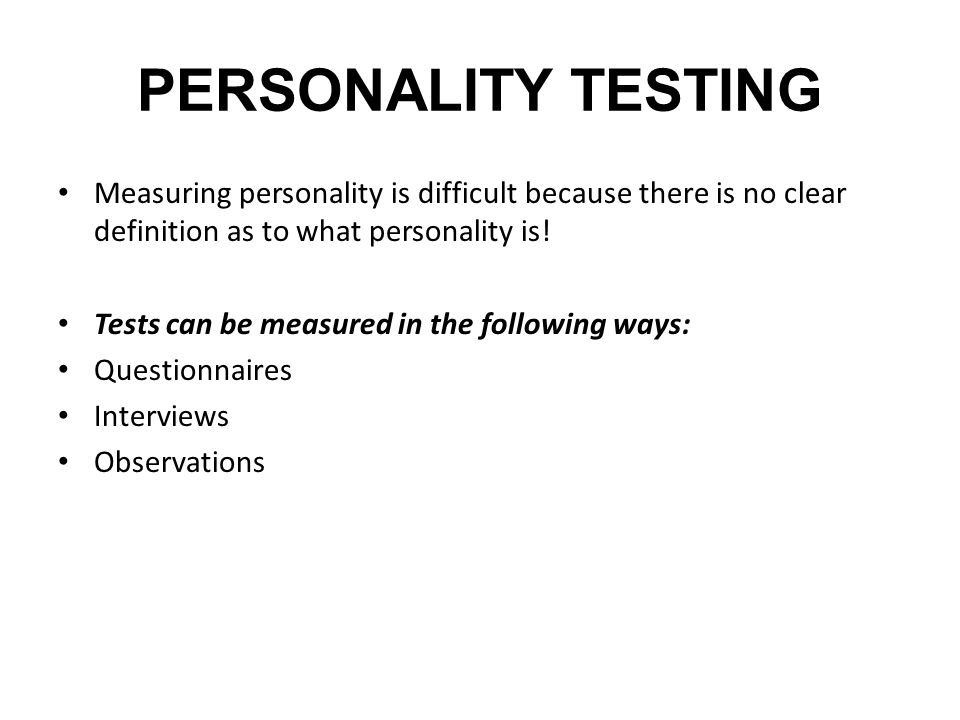Measuring aspects personality